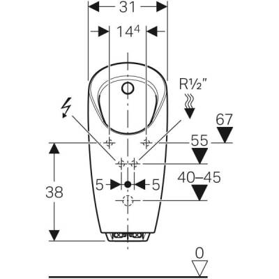 Geberit pisuvar Preda, entegre deşarj kontrolü için: Giriş=Arka, Beyaz - GEBERİT (2)