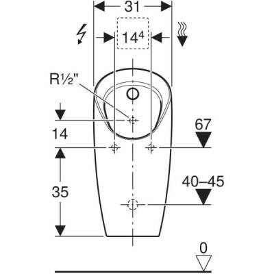 Geberit pisuvar Preda, gömme deşarj kontrolü için: Giriş=Arka, Beyaz - GEBERİT (2)