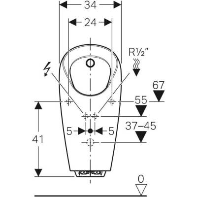 Geberit pisuvar Selva, entegre deşarj kontrollü, elektrikli: Giriş=Arka, Beyaz - GEBERİT (2)