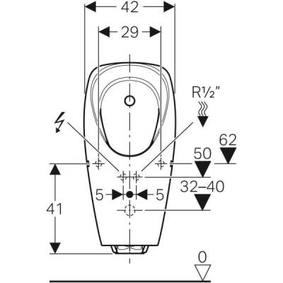 Geberit pisuvar Tamina, entegre deşarj kontrollü, elektrikli: Giriş=Arka, Beyaz - GEBERİT (2)