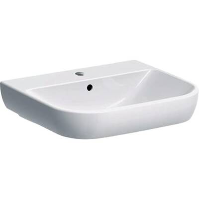 Geberit Smyle lavabo: B=55cm, T=48cm, Batarya deliği=Orta, Taşma deliği=Görünür, Beyaz - GEBERİT