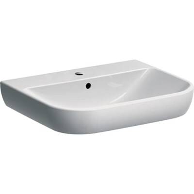 Geberit Smyle lavabo: B=60cm, T=48cm, Batarya deliği=Orta, Taşma deliği=Görünür, Beyaz - GEBERİT
