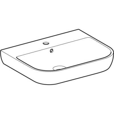 Geberit Smyle lavabo: B=60cm, T=48cm, Batarya deliği=Orta, Taşma deliği=Görünür, Beyaz - GEBERİT (1)