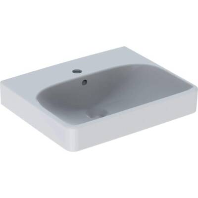 Geberit Smyle Square küçük lavabo: Beyaz, B=50cm, H=16cm, T=41cm, Batarya deliği=Orta, Taşma deliği=Görünür - GEBERİT