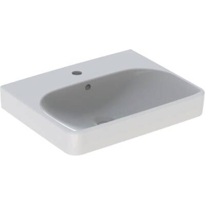 Geberit Smyle Square lavabo: B=55cm, T=44cm, Batarya deliği=Orta, Taşma deliği=Görünür, Beyaz - GEBERİT