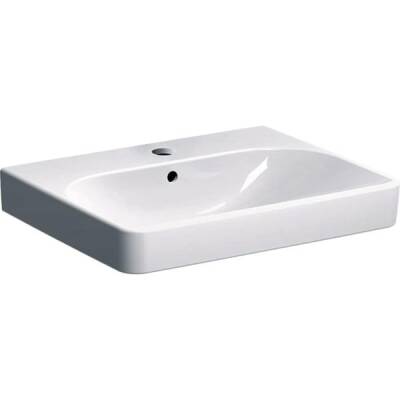 Geberit Smyle Square lavabo: B=60cm, T=48cm, Batarya deliği=Orta, Taşma deliği=Görünür, Beyaz - GEBERİT