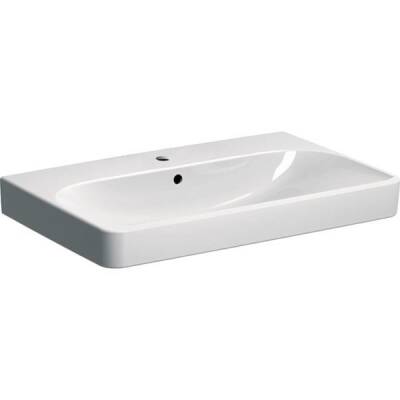 Geberit Smyle Square lavabo: B=75cm, T=48cm, Batarya deliği=Orta, Taşma deliği=Görünür, Beyaz - GEBERİT