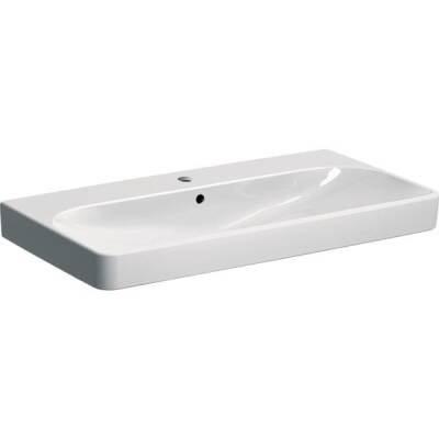 Geberit Smyle Square lavabo: B=90cm, T=48cm, Batarya deliği=Orta, Taşma deliği=Görünür, Beyaz - GEBERİT
