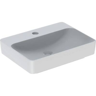Geberit VariForm dikdörtgen lavabo, batarya banklı: B=60cm, T=45cm, Batarya deliği=Orta, Taşma deliği=Yok, Beyaz - GEBERİT