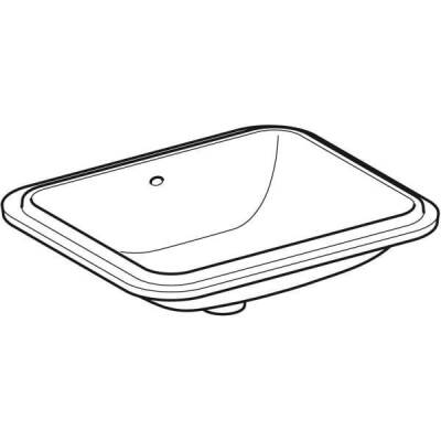 Geberit VariForm dikdörtgen tezgah altı lavabo: B1=50cm, T=49cm, Batarya deliği=Yok, Taşma deliği=Görünür, Beyaz - GEBERİT (1)