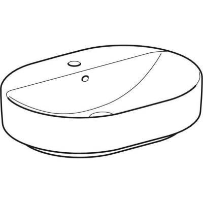 Geberit VariForm eliptik lavabo, batarya banklı: B=60cm, T=45cm, Batarya deliği=Orta, Taşma deliği=Görünür, Beyaz - GEBERİT (1)