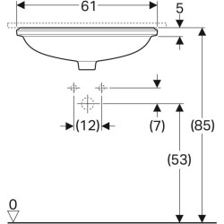 Geberit VariForm eliptik tezgah altı lavabo: T=49cm, Batarya deliği=Yok, Taşma deliği=Görünür, Beyaz - 4