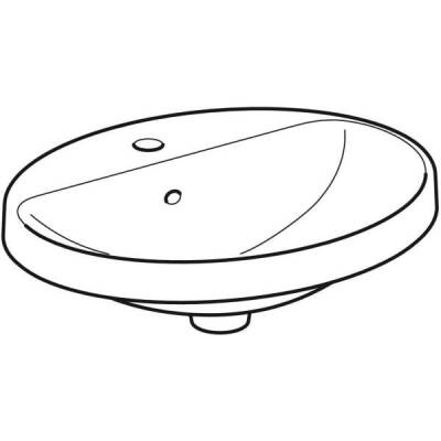 Geberit VariForm oval çanak lavabo, batarya banklı: B=50cm, T=45cm, Batarya deliği=Orta, Taşma deliği=Görünür, Beyaz - GEBERİT (1)