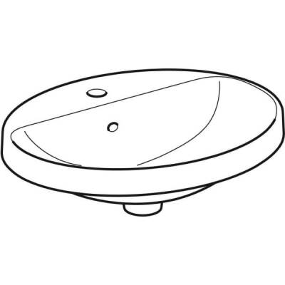 Geberit VariForm oval çanak lavabo, batarya banklı: B=55cm, T=45cm, Batarya deliği=Orta, Taşma deliği=Görünür, Beyaz - GEBERİT (1)
