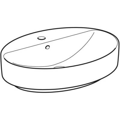 Geberit VariForm oval çanak lavabo, batarya banklı: B=60cm, T=45cm, Batarya deliği=Orta, Taşma deliği=Görünür, Beyaz - GEBERİT (1)