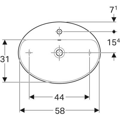 Geberit VariForm oval çanak lavabo, batarya banklı: B=60cm, T=45cm, Batarya deliği=Orta, Taşma deliği=Görünür, Beyaz - GEBERİT (2)