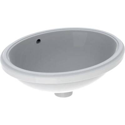 Geberit VariForm oval tezgah altı lavabo: B1=42cm, T=42cm, Batarya deliği=Yok, Taşma deliği=Görünür, Beyaz - GEBERİT
