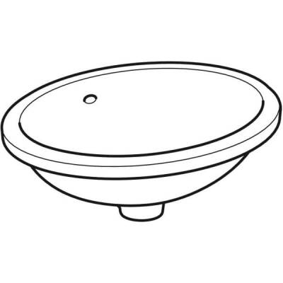 Geberit VariForm oval tezgah altı lavabo: B1=42cm, T=42cm, Batarya deliği=Yok, Taşma deliği=Görünür, Beyaz - GEBERİT (1)