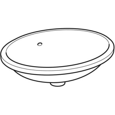 Geberit VariForm oval tezgah altı lavabo: B1=50cm, T=46cm, Batarya deliği=Yok, Taşma deliği=Görünür, Beyaz - GEBERİT (1)