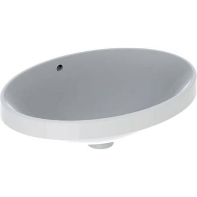 Geberit VariForm oval tezgah üstü lavabo: B=55cm, T=40cm, Batarya deliği=Yok, Taşma deliği=Görünür, Beyaz - GEBERİT