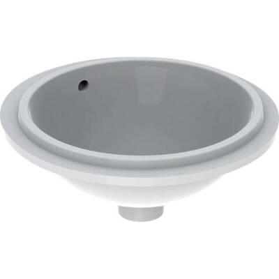 Geberit VariForm yuvarlak tezgah altı lavabo: T=42cm, Batarya deliği=Yok, Taşma deliği=Görünür, Beyaz - GEBERİT