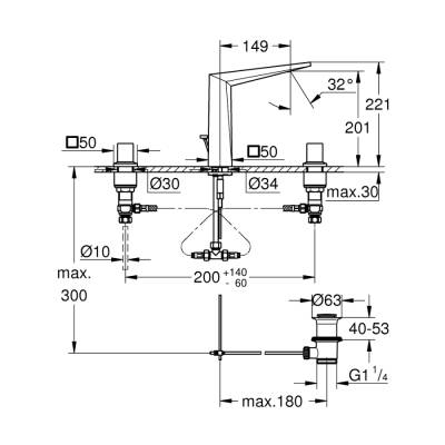 Grohe Allure Brilliant 3 Delikli Lavabo Bataryası 1/2' M-Boyut - 20344Al0 - GROHE (1)