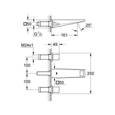 Grohe Allure Brilliant 3 Delikli Lavabo Bataryası 1/2' S-Boyut - 20346Al0 - GROHE (1)