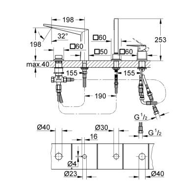Grohe Allure Brilliant Dört Delikli Küvet Bataryası - 19787001 - GROHE (1)