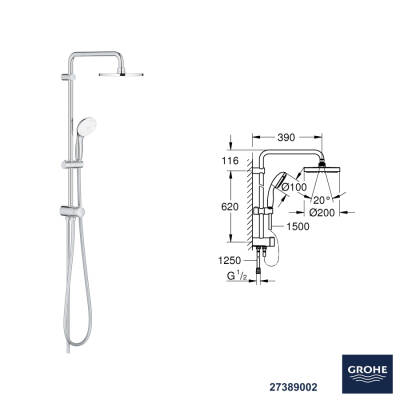 Grohe BauEdge Termostatik Banyo Bataryası Seti 24 - GROHE (2)