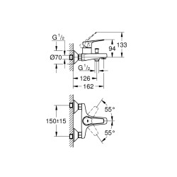 Grohe Bauflow Tek Kumandalı Banyo Bataryası - 23601000 - 2