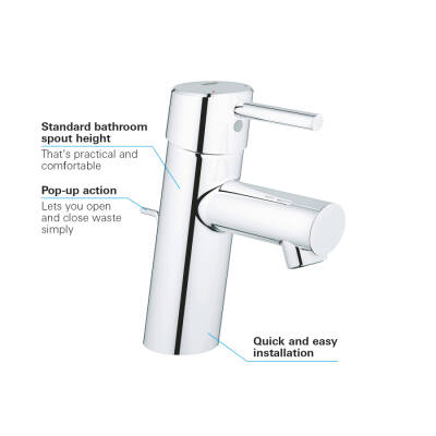 Grohe Concetto Tek Kumandalı Lavabo Bataryası S-Boyut - 32204001 - GROHE (2)