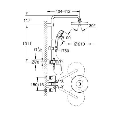 Grohe Duvara Monte Tek Kumandalı Bataryalı Duş Sistemi - 26224001 - GROHE (1)