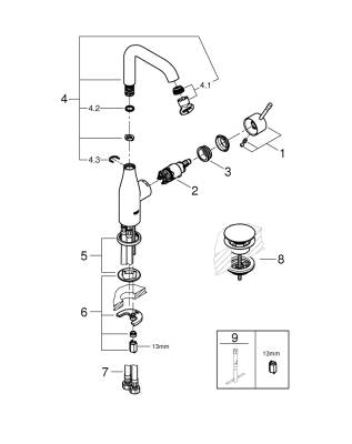Grohe Essence Tek Kumandalı Lavabo Bataryası 1/2' L-Boyut - 24182001 - GROHE (1)