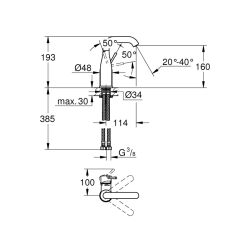 Grohe Essence Tek Kumandalı Lavabo Bataryası M - 24176001 - 2