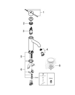 Grohe Essence Tek Kumandalı Lavabo Bataryası S-Boyut - 24172KF1 - GROHE (2)