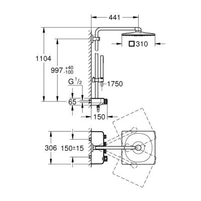 Grohe Euphoria Smartcontrol System 310 Cube Duo Duvara Monte Termostatik Bataryalı Duş Sistemi - 26508A00 - GROHE (1)
