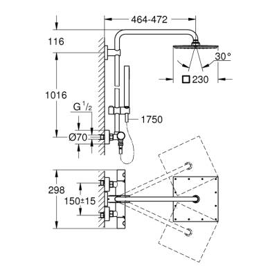 Grohe Euphoria System 230 Duvara Monte Termostatik Bataryalı Duş Sistemi - 26187000 - GROHE (1)