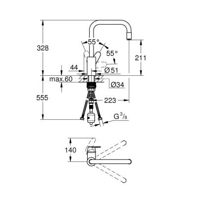 Grohe Eurodisc Cosmopolitan Tek Kumandalı Eviye Bataryası - 31122004 - GROHE (1)