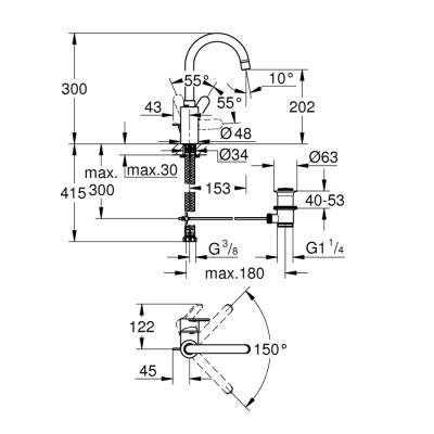 Grohe Eurostyle Cosmopolitan Tek Kumandalı Lavabo Bataryası 1/2' L-Boyut - 23043003 - GROHE (1)