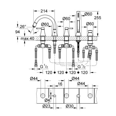 Grohe Grandera 5 Delikli Küvet Bataryası - 19919000 - GROHE (1)