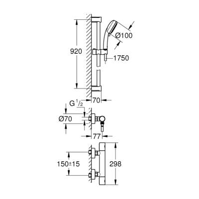 Grohe Grohtherm 800 Cosmopolitan Termostatik Duş Sistemi 1/2' - 34769000 - GROHE (1)
