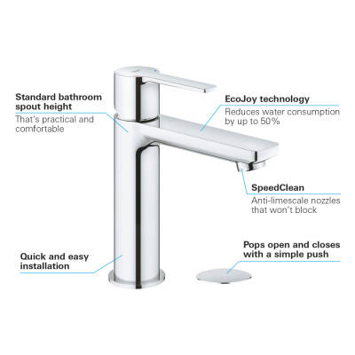 Grohe Lineare Tek Kumandalı Lavabo Bataryası S-Boyut - 23106001 - GROHE (2)