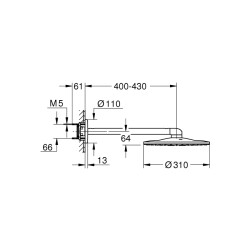 Grohe Rainshower Smartactive 310 Tepe Duşu Seti 430 Mm, 2 Akışlı - 26475Gn0 - 2