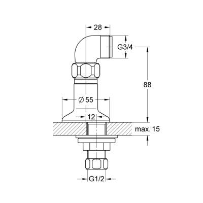 Grohe Set Üstü Bağlantı Dirseği 1/2' - 12041000 - GROHE (1)