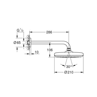 Grohe Tempesta 210 Tek Akışlı Tepe Duşu Seti 286 Mm - 26412000 - GROHE (1)