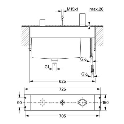 Grohe Üç Delikli Tek Kumandalı Banyo Kombinasyonu - 33339000 - GROHE (1)