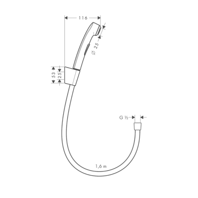 HansGrohe Bidette El Duşu 1 Jet, Duş Askısı Ve 160 Cm Duş Hortumu İle - 32128000 - HANSGROHE (1)
