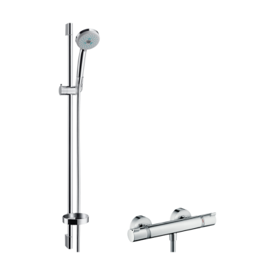 HansGrohe Croma 100 Aplike Duş Sistemi Multi, Ecostat Comfort Termostat Ve 90 Cm Duş Barı İle - 27085000 - HANSGROHE