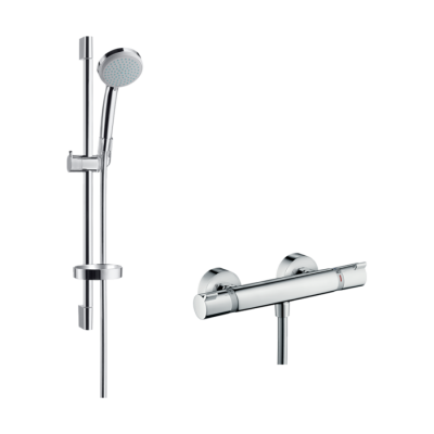 HansGrohe Croma 100 Aplike Duş Sistemi Vario, Ecostat Comfort Termostat Ve 65 Cm Duş Barı İle - 27034000 - HANSGROHE