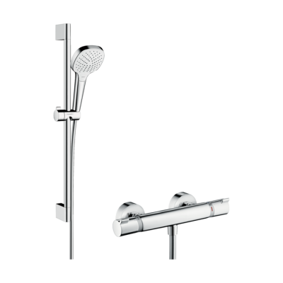 HansGrohe Croma Select E Aplike Duş Sistemi Vario, Ecostat Comfort Termostat Ve 65 Cm Duş Barı İle - 27081400 - HANSGROHE